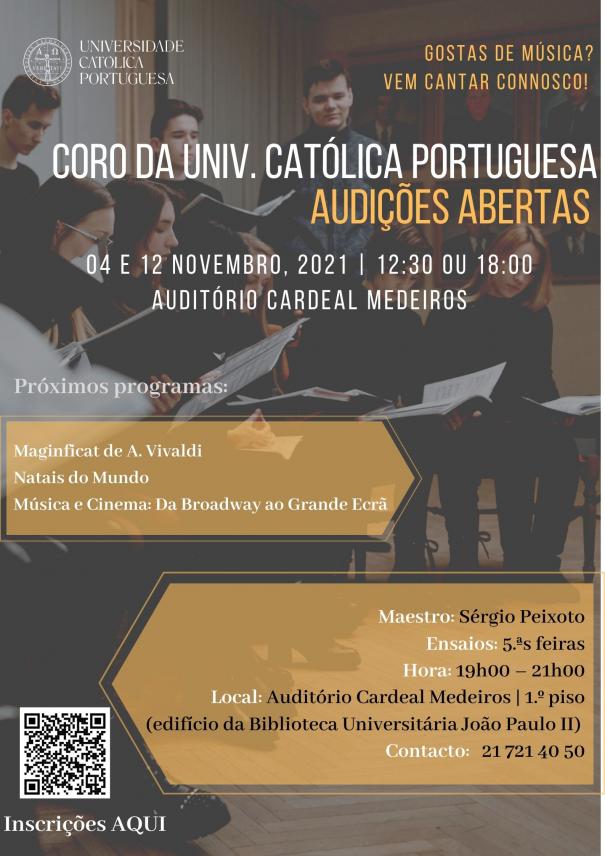 Cartaz - Coro Audições - Novembro 2021
