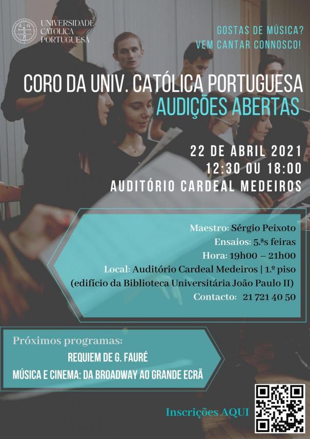 Audições abertas para admissão ao Coro da UCP